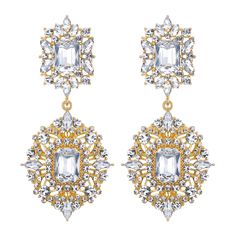 PRICES MAY VARY. ❤️【FASHION DESIGN】: These Bridal Rhinestone Chandelier Earrings made of Sparkling Rhinestone Crystal, premium craft with a good cut, the color is stunning and multi-faceted, gorgeous and allow you look outstanding in the crowd. ❤️【NICKEL FREE】: Length: 8.2cm(3.2"), Width: 3.8cm(1.5"), Each Earring Weight: 18g. ❤️【PERFECT GIFT】: These Wedding Art Deco Earrings are the perfect statement pair for day and night wear, will make you charmer and elegant, beautiful, and attractive. It's Gold Bling Chandelier Earrings For Wedding, Gatsby Chandelier, Wedding Art Deco, Dangle Earrings Wedding, Gold Chandelier Earrings, Crystal Chandelier Earrings, Deco Vintage, Jewelry Fashion Trends, Rhinestone Bridal