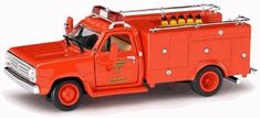 an orange fire truck with six bottles on the back and four in the front,