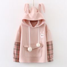 Fashion Rabbit Strawberry Hoodie PN2563 ●Size: Length 59 cm,bust 102 cm, sleeve 63 cm. ●Material:cotton ●About Shipping: We attach great importance to the orders of each customer and parcel delivery. 1.Processing time: 2-3 business days. 2.Shipping time: 10-15 business days to US, please allow 3-4 weeks shipping to other country.(Shipping times can be affected by variable customs clearance times or public holidays.) Harajuku Style Long Sleeve Hoodie With Adjustable Hood, Strawberry Hoodie, Hood Character, Rabbit Strawberry, Soft Boy Aesthetic, Dress Your Truth, Layered Hoodie, Oversized Clothes, Plaid Hoodie