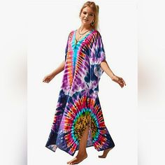 Size: One Size Fits Us Size M-Xl.Length :53.94" Shoulder: 38.19" Bust: 75.59"High Quality:This Swimsuit Cover Up Cafton Is Made Of Fast Dry Material, Light Weight , Breathable , Silk Feeling ,Not Easy To Have Wrinkle .Sexy Design ,Digitally Printed .Excellent Craft. Flowing And Very Comfortable. The Colors Are Bright And Ethnic Print Is Pretty.With This Maxi Dress, You Are Able To Dress It Up, Dress It Down,Wear It Off The Shoulder,Or Slask Embroidery Kimono, Black Bride, Swimsuits Hot, Sequin Maxi Dress, Multi Pattern, Ethnic Print, Color Free, Swim Suit Bottoms, Blue Tie Dye