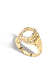 State Property diamond spade signet ring in yellow gold. 18K Yellow Gold 0.33tcw Diamonds Diamond Signet Ring, Marissa Collections, Discount Jewelry, Jewel Box, Fine Jewels, Diamond Fashion, Signet Ring, Yellow Gold Rings, Yellow Color