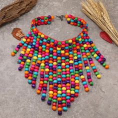 Wooded Beaded Necklace Multicolor Wooden Beads Necklaces For Party, Multicolor Party Necklaces With Wooden Beads, Multicolor Wooden Beaded Necklaces For Party, Multicolor Wooden Beads Necklace For Party, Summer Multicolor Beaded Necklaces, Womens Jewelry Necklace, Color Purple, Beaded Necklace, Jewelry Necklaces