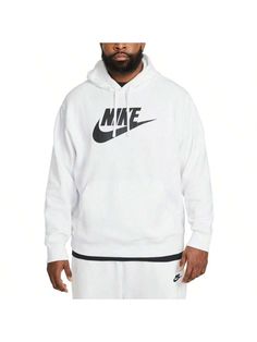 A closet staple, the Nike Sportswear Club Fleece Pullover Hoodie gives you soft comfort in a street-ready style for an elevated, everyday look that you really can wear every day. 
Lined drawstring hood 
Kangaroo pocket 
Logo at front 
Soft brushed-back fleece 
Ribbing at the hem and cuffs 
Cotton/polyester; hood lining: cotton 
Machine washable 
Imported 
Boyfriend Style Men's Sportswear Club Fleece Graphic Pullover Hoodie White Casual  Long Sleeve  Colorblock,Letter    Men Activewear, size feat White Hoodie Men, Men Activewear, Nike Sportswear Club Fleece, Graphic Pullover, Men's Sportswear, Hoodies Men Pullover, Hoodie White, Pocket Logo, Sports Sweatshirts