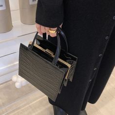 Small Size Elegant Style Must Have With A Long Strap Elegant Black Bags For Fall, Chic Rectangular Box Bag For Fall, Chic Black Square Satchel, High-end Black Box Bag For Shopping, Elegant Black Box Bag With Double Handle, Rectangular Evening Bags For Fall, Elegant Black Top Handle Box Bag, Rectangular Fall Evening Satchel, Chic Black Bags For Fall