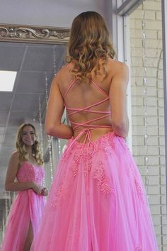 Pink Grad Dress, Hot Pink Prom Dresses, Hot Pink Prom Dress, Prom Dress Gown, Cheap Prom Dresses Long, Tulle Party Dress, Prom Dress Ideas, Prom 2024, Prom Inspo