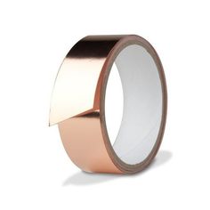 a roll of copper foil tape on a white background