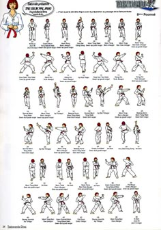 an instruction poster showing how to do the karate moves for beginners and their children