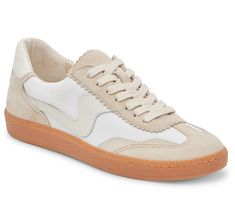 Once you're wearing these retro lace-up sneakers, people will notice a mix of texture and patterns that creates an elevated look. Pair these cool kicks with office outfits or spring dresses for an added cool factor. From Dolce Vita. Cream Lace-up Sneakers For Fall, Modern Lace-up Sneakers For Fall, Chic Lace-up Sneakers With Rubber Sole, Retro Lace-up Platform Sneakers With Gum Sole, Trendy Beige Sneakers With Rubber Sole, Trendy Fall Sneakers With Perforated Toe Box, Fall Lace-up Sneakers With Textured Sole, Fall Textured Sole Lace-up Sneakers, Retro Lace-up Platform Sneakers With Rubber Sole