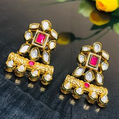 These are a beautiful pair of Earrings, made with beautifully Kundan beaded. These earrings work well with all types of clothing, whether it be formal attire or a casual party. Option 1 : Red Color (E716) Option 2 : Green Color (E717) Eye-catching and unique jewellery that will set you apart. Gift this piece to a loved one, and see their face light up with joy. Best for gifting or for personal use, wear it to any occasion and be in the spotlight. Red Chandelier Earrings For Festive Parties, Red Chandelier Earrings For Party And Festive Occasions, Festive Red Chandelier Earrings For Party, Elegant Red Festive Danglers, Red Bridal Earrings For Festive Party, Elegant Red Chandelier Earrings For Festive Occasions, Red Bridal Earrings For Party, Elegant Red Festive Chandelier Earrings, Festive Red Bridal Earrings For Party