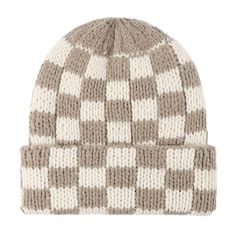 PRICES MAY VARY. MATERIAL: Fashionable autumn and winter knitted hat made of acrylic, soft, breathable, comfortable, wrinkle-resistant and durable, easy to put on and take off, elastic and close-fitting, suitable for men, women, and teenagers. STYLE: Plaid knit hats are available in different colors to match your mood and activities, all adaptable to your style and outfit. Adjustable rolled edges keep your ears and face warm and stylish in the cold season. OCCASION: Retro women's checkerboard be Beige Plaid, Knit Hats, Retro Women, Cute Hats, Cold Season, Knitted Hat, Knit Hat, Hat Shop, Hat Making