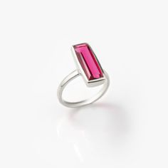 "Breaking new ground with this Adira Series dainty gemstone bar rings. This modern bar ring features carefully faceted rectangular Ruby Quartz. Perfect for weddings, bridal parties, everyday, date night, and birthdays! Gemstone is approximately 16 x 6 mm (0.6 x 0.2 inches). This ring is available in different US SIZES ✦ Size 5 ✦ Size 6 ✦ Size 7 ✦ Size 8 ✦ Size 9 Metal ✦ 18K Yellow Gold Plated over Sterling Silver ✦ 18K Rose Gold Plated over Sterling Silver ✦ Sterling Silver THIS RING IS AVAILABL Modern Pink Ruby Ring For Gift, Modern Pink Ruby Ring As A Gift, Modern Open Birthstone Ring For Gift, Modern Birthstone Crystal Ring For Gift, Modern Birthstone Crystal Ring, Modern Ruby Open Ring Gift, Modern Ruby Open Ring For Gift, Modern Ruby Open Ring As Gift, Modern Open Ruby Ring As Gift