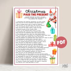 a christmas pass the present printable for kids to use on their own wall or table