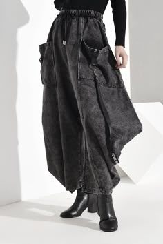 Keina Denim Wide Leg Pants – Marigold Shadows Modern Fantasy Fashion, Punk Winter Outfits, Denim Wide Leg Pants, Diesel Punk, Denim Wide Leg, Modern Fantasy, Wide Jeans, Ankle Length Pants, Dieselpunk