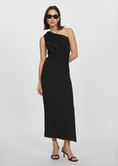 Asymmetrical dress with side slit Wedding Guest Dress Black, Tailored Design, Tailored Dress, Asymmetrical Design, Hippie Chic, Dress Cuts, Asymmetrical Dress, Wide Straps, Jeffrey Campbell