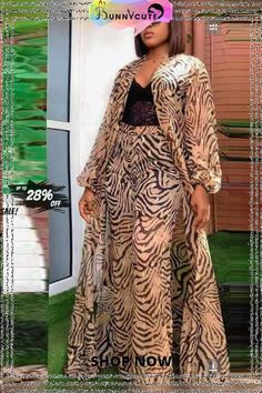 African Women Printed Chiffon Rope+ Top+ Stretch Pant Three-piece Chiffon Kimono, Coffee Fashion, Chiffon Fashion, Latest African Fashion Dresses, African Design Dresses, Design Dresses, Yellow Fashion, African Design, African Dresses