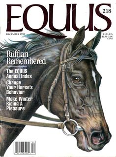 the front cover of equis magazine with a horse on it's face