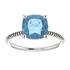 Ring Info Metal: Any color 14k gold. Any color 10k or 18k gold, as well as platinum by custom order. Weight:1.15 DWT (1.79 grams) Stone: Sky Blue Topaz Stone Size: 8x8 mm Smaller and larger sizes available by custom order. Other stones by custom order. Length:20.83 mm Width:6 mm Height:24.3 mm Approx. Shank Base Width: 1.51 mm Approx. Top Height:5.51 mm Approx. Shank Base Thickness: 1.6 mm Approx. Shoulder Height:1.65 mm Approx. Shoulder Width:1.62 mm Plating Type:Rhodium-Plated Surface Finish:P Sky Blue Topaz Ring, December Birthstone Jewelry, December Birthstone Ring, Diamond Bar Necklace, Blue Gemstone Rings, Amethyst And Diamond Ring, London Blue Topaz Ring, Blue Topaz Stone, Diamond Bar