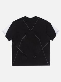 a black t - shirt with white lines on it