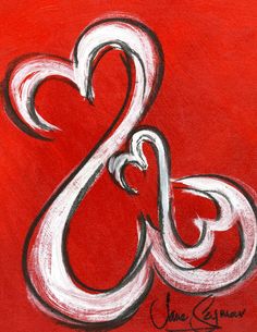 a red and white painting with the letter s in it's lowercase letters