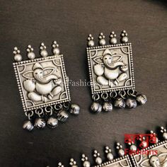 Ganesha Silver Oxidized Tribal Choker Necklace with Stud earrings Carved Necklace, Jaipur Jewelry, Oxidized Silver Necklace, Contemporary Necklace, Beaded Statement Necklace, Jewelry Boho, Contemporary Jewelry, Bohemian Jewelry, Ganesha