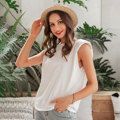 Material: CottonMaterial: SpandexClothing Length: ShortAge: Ages 18-35 Years OldCollar: O-NeckDecoration: NONESleeve Length(cm): SleevelessSleeve Style: REGULARStyle: Office LadyFabric Type: WovenPattern Type: SolidModel Number: S20BL1951 Size Chest Width Waist Width Hip Width S 86-90 66-69 92-96 M 90-94 70-73 96-100 L 94-98 74-77 100-104 Club Fashion, Muscle Tank Top, Effortless Fashion, Chic Party, Lularoe Styling, Muscle Tank Tops, Club Style, Casual Tank Tops, Basic T Shirt