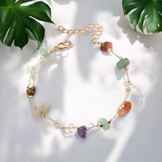 This colorful stone bead bracelet is a real eye-catcher and brings joy to any look. It is made of hand-picked, natural stone beads in vibrant colors. Each bead tells its own story and gives the bracelet an individual touch. The different surface structures of the stones provide an interesting feel and reflect the light in a fascinating way. Whether as a cheerful accessory for everyday life or as a special highlight for festive occasions - this bracelet is versatile and suits every style. Wear it Bohemian Gold Crystal Bracelet With Natural Stones, Gold Bohemian Crystal Bracelet With Natural Stones, Casual Crystal Bracelet With Natural Stones For Gift, Casual Crystal Bracelet With Natural Stones As A Gift, Natural Stones Crystal Bracelet For Meditation, Casual Natural Stone Crystal Bracelet As Gift, Bohemian Multicolor Natural Stones Crystal Bracelet, Casual Healing Jewelry, Bohemian Bracelets With Stones For Meditation