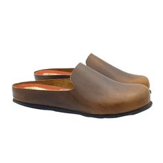 "Round toe mules, comfortable and soft, perfect to wear at home Sabot in tan leather 2 cm heel Handcrafted product in Italy Designed by \"Gioie Italiane\"" Everyday Leather Footbed Slip-on Slides, Everyday Slip-on Slippers With Removable Insole, Brown Slip-ons With Stitched Sole For Everyday, Leather Slippers With Removable Insole For Everyday Use, Everyday Leather Slippers With Removable Insole, Everyday Leather Slip-on Slippers, Brown Everyday Slip-ons With Stitched Sole, Everyday Leather Slip-on Slides, Everyday Brown Slip-ons With Stitched Sole