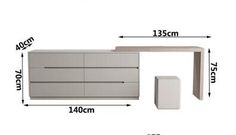 an image of a desk and drawers with measurements