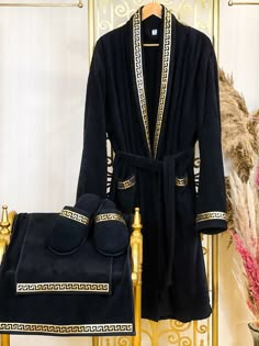 Anka Exclusive Bathrobe (His) - creativehome-designsBathrobes Spa Lounge, Terry Robe, Luxury Robes, Bathrobe Men, Greek Key Pattern, Embroidery Lace, Dolce E Gabbana, Sleepwear & Loungewear, Greek Key