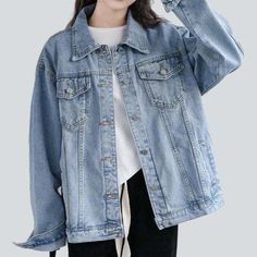 Introducing the Nineties-inspired light wash denim jacket from our 2023 Spring-Summer Collection ââ‚?the perfect example of chic '90s style!Why It's A Must-HaveAn large silhouette and a vintage-inspired light wash give this jacket a unique and stylish look. while the buttoned closure ensures a casual fit and uncompromised trendy. Crafted with premium quality denim. this piece is textured to bring you full-length-lasting durability and conventional style.Key Highlights: 90s Nostalgia: An oversize Denim Jackets Aesthetic, Washed Blue Jeans, Light Wash Denim Jacket, Jeans Coat, Oversized Denim Jacket, Women Jacket, Street Style Trends, Jeans Jacket, Vintage Denim Jacket