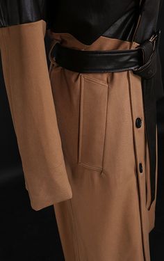 Brown And Black Two-Tone Belted Trench Coat | Yoon Se Ri - Crash Landing On You | K-Fashion at Fashionchingu Classy Black Dress, Thigh Wrap, Faux Leather Trench Coat, Fashion Chingu, Black Dresses Classy, Classic Trench Coat, Leather Trench, Belted Trench Coat, Leather Trench Coat