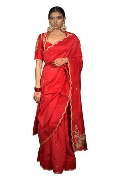 Red pink chanderi saree with sequins hand embroidery. Comes with a blouse. - Aza Fashions Chanderi Saree, Embroidered Saree, Blouse For Women, Saree With Blouse, Aza Fashion, Hand Embroidered, Hand Embroidery, Types Of Sleeves, Blouses For Women