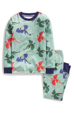 A print of colorful dragons brings some extra fun to bedtime on these snuggly long-sleeve pajamas made from pure, breathable cotton. This item is designed to fit snugly, as it is not flame-resistant 100% cotton Machine wash, tumble dry Imported Patterned Printed Long Sleeve Sleepwear, Casual Long Sleeve Patterned Sleepwear, Long Sleeve Cotton Sleepwear With Cartoon Print, Cotton Long Sleeve Cartoon Print Sleepwear, Cotton Long Sleeve Sleepwear With Cartoon Print, Character Print Long Sleeve Sleepwear For Pajama Party, Multicolor Cartoon Print Sleepwear With Long Sleeves, Long Sleeve Loungewear Sets With Character Print, Printed Long Sleeve Sleepwear For Sleepover