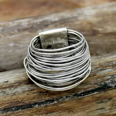 Handmade Wraparound Silver Wire Ring Sterling Silver Ring | Etsy Handmade Adjustable Wide Band Stackable Rings, Adjustable Wide Band Midi Rings, Adjustable Metal Wide Band Ring, Bohemian Wide Band Ring, Handmade Wide Band Metal Ring, Silver Wire Rings, Wire Ring, Statement Ring Silver, Wire Rings