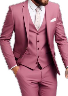 Fitted Wedding Suit And Tie Accessories With Notch Lapel, Pink Fitted Tuxedo Suit, Fitted Pink Tuxedo Suit, Classic Fitted Suit For Festive Occasions, Pink Notch Lapel Fitted Tuxedo, Classic Fitted Festive Suits, Fitted Classic Festive Suits, Pink Fitted Tuxedo For Business, Festive Fitted Pink Suits