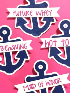 four stickers with words that say future wife, behaving, not to mad of