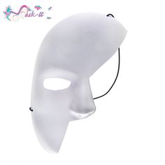 a white mask with black wire attached to it