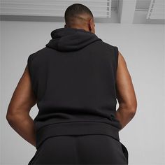 Made with at least 30% recycled material as a step toward a better future. Puma basketball branding drawcords at the hood for adjustability and comfort.Features: Hooded, DrawstringClosure Type: Pullover HeadFit: Regular FitNeckline: Hooded NeckPockets: 2 Front Slip PocketsSleeve Length: SleevelessApparel Length: 29 InchesFiber Content: 66% Cotton, 34% PolyesterFabric Description: KnitCare: Machine WashCountry of Origin: Imported Sporty Activewear With Adjustable Hood For Streetwear, Functional Streetwear Activewear With Kangaroo Pocket, Urban Style Sweat Resistant Activewear For Streetwear, Sporty Hoodie With Drawstring For Sports, Athleisure Hoodie With Drawstring For Sports, Sporty Black Tops With Drawstring, Sportswear Tops With Drawstring For Sports, Sportswear Tops With Drawstring, Casual Activewear With Drawstring Hood For Sports Events