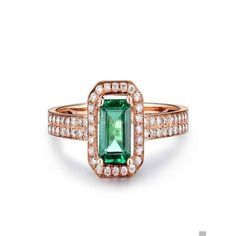 A perfect handmade Bestselling 1.50 Carat Emerald and Diamond Halo Engagement Ring in 14k Rose Gold affordable emerald and diamond engagement ring. The beautiful women's engagement ring is a perfect designer gemstone ring, handmade and customized to perfection. The glittering and shinning perfect emerald gemstone ring is sure to please her at very first sight.ABOUT THIS RING:-Gold Metal: 14K Rose GoldCenter Gemstone:-Beautiful Emerald cut green emerald. The emerald is approx 7x5mm in size.Side S Affordable Ring, Emerald And Diamond Engagement Ring, Pave Setting Ring, Affordable Rings, Moissanite Engagement Ring Halo, Green Emerald Ring, Emerald Ring Gold, Engagement Rings Affordable, Diamond Halo Engagement Ring