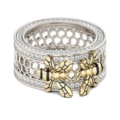 I found this beautiful item - Two Bee Honeycomb Sterling Silver Women's Band from Jeulia.com, they offer premium quality jewelry at affordable price. Like it? Bumble Bee Jewelry, Bee Honeycomb, Unique Bands, Bee Jewelry, Gold Bee, Ladies Diamond Rings, Pretty Rings, Jewelry Wedding, White Sapphire