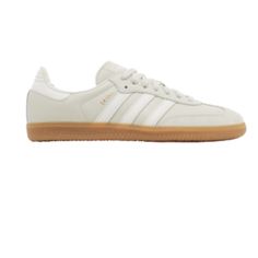 Sold Out Samba Sneaker In Aluminum Gun Color (Tan W White Details Size 6.5 These Run Big Imo. I Took A Full Size Down Worn Once Then Found The Other Color I Had Wanted More Cream Samba Outfit, All White Sambas, Adidas Samba Beige, Sambas White, Adidas Samba Cream, Adidas Samba Vegan White, White Samba, Adidas Shoes Women, White Details