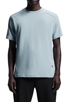 Stretchy, sweat-wicking fabric takes you from warm-ups to cool downs in a cotton-blend T-shirt made with body-mapped seams that keep you moving comfortably. 29 1/2" length (size Medium) Crewneck Short sleeves Moisture-wicking fabric engineered for dryness and comfort 56% cotton, 39% polyester, 5% elastane Machine wash, tumble dry Imported Moisture-wicking Stretch Cotton T-shirt, Sportswear Jersey Tops With Crew Neck, Sportswear Jersey Crew Neck Top, Jersey Crew Neck Tops For Sportswear, Sports Crew Neck T-shirt With Relaxed Fit, Relaxed Fit Sports T-shirt With Crew Neck, Cotton Crew Neck Muscle Tee For Athleisure, Relaxed Fit Crew Neck T-shirt For Sports, Moisture-wicking Jersey Crew Neck T-shirt