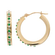 Diamond and emerald accents add the perfect sparkling touch to these remarkable Diamond Fascination 14k gold oval hoop earrings. Click on this JEWELRY & WATCHES GUIDE to learn about fit, styles, materials and more! Diamond and emerald accents add the perfect sparkling touch to these remarkable Diamond Fascination 14k gold oval hoop earrings. Click on this JEWELRY & WATCHES GUIDE to learn about fit, styles, materials and more! FEATURES Diameter: 14 mm Total weight: 1.14 grams Backings: click-it M Oval Hallmarked Hoop Earrings In Fine Jewelry, Green 14k Gold Hoop Earrings, Elegant Round Hoop Earrings With Emerald, Elegant Hoop Jewelry With Gemstone Accents, Gold Hoop Jewelry With Gemstone Accents, Elegant Round Hoop Earrings With Gemstone Accents, Elegant Green Hoop Earrings, Yellow Gold Emerald Hoop Earrings Fine Jewelry, Gold Elegant Hoop Earrings With Gemstone Accents