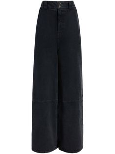 KHAITE Isla wide-leg Jeans - Farfetch Jean Large, Airport Fashion, Virtual Closet, Short Leggings, Knitwear Cardigan, Wide Leg Denim, Calvin Klein Jeans, Wide Leg Jeans, High Waist Jeans