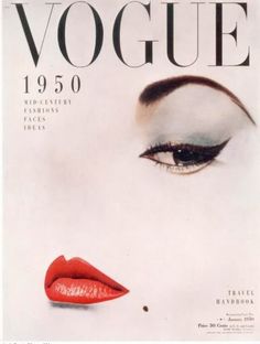 a magazine cover with an image of a woman's face and red lipstick on it