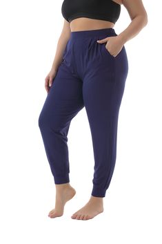 PRICES MAY VARY. Premium Soft Fabric: These casual lounge pants are made of super soft, comfy, stretchy, Smooth, breathable and skin friendly material fabric. Features: Loose fit casual lounge pants, Lightweight, soft and stretchy elastic waistband, side pockets, classic elastic ankle cuffs, the casual cute look that you will love. Size: Inseam 28", for women plus size 1X,2X,3X,4X,5X(1X=16; 2X=18-20; 3X=22-24; 4X=26-28; 5X=30-32), Our model size for refer, Wearing 1X, hight 5'7" and weight 185lb Comfortable Solid Harem Pants For Loungewear, Comfortable Yoga Pants With Comfort Waistband, Solid Color Sweatpants For Relaxation, Solid Sweatpants For Relaxation, Relaxation Solid Sweatpants, Elastic Waistband Solid Color Relaxation Pants, Solid Ankle-length Yoga Pants For Loungewear, Elastane Sweatpants With Elastic Waistband For Loungewear, Solid Color Pants With Elastic Waistband For Relaxation