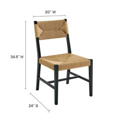 the side view of a chair with measurements