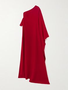 VALENTINO GARAVANI One-shoulder bow-embellished silk-crepe gown | NET-A-PORTER Matching Separates, Suit Shoes, Short Suit, Red Silk, Silk Crepe, Shades Of Red, Sport Shorts, Net A Porter, Valentino Garavani