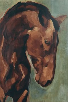 an oil painting of a horse's head