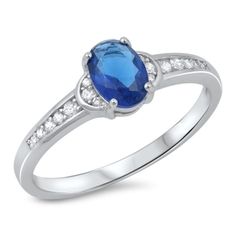 Product Code: Rc106036-Bs Face Height: 7 Mm Stone: Blue Sapphire, Clear Cz Metal Material: Sterling Silver Engagement Rings Oval, Ring Oval, Silver Plated Jewelry, Cz Ring, Blue Sapphire Rings, Sterling Silver Bands, Blue Rings, Womens Jewelry Rings, Silver Band